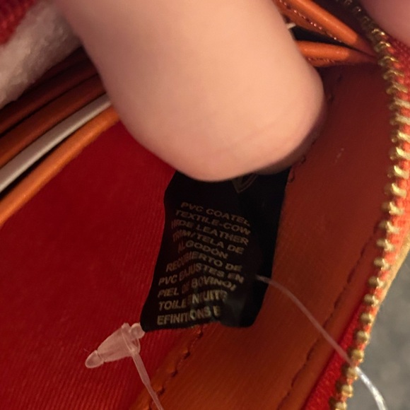 NWT Fossil Sydney Wallet Wristlet Neutral Stripe Peach Leather Accordion Clutch - Picture 8 of 8